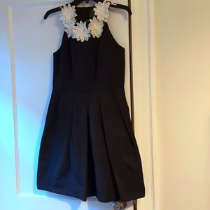 Taylor Black Cocktail Dress with Embellished Neckline